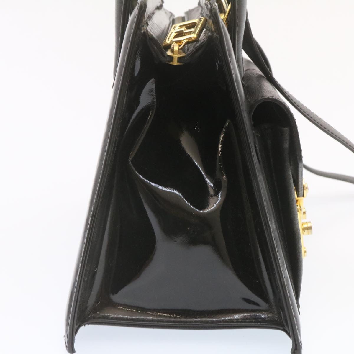 FENDI Hand Bag Leather 2Way Black ai073