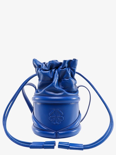 Alexander Mcqueen Women The Soft Curve Blue Calfskin Leather Cross Body Bag