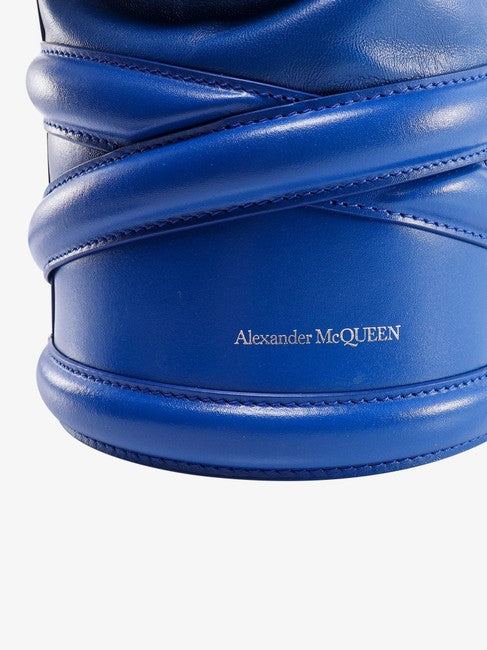 Alexander Mcqueen Women The Soft Curve Blue Calfskin Leather Cross Body Bag