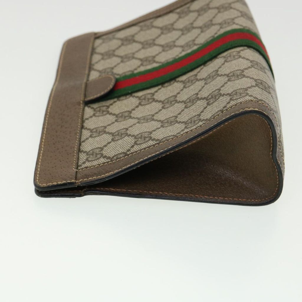 GUCCI GG Canvas Web Sherry Line Clutch Bag Beige Red Green am3107