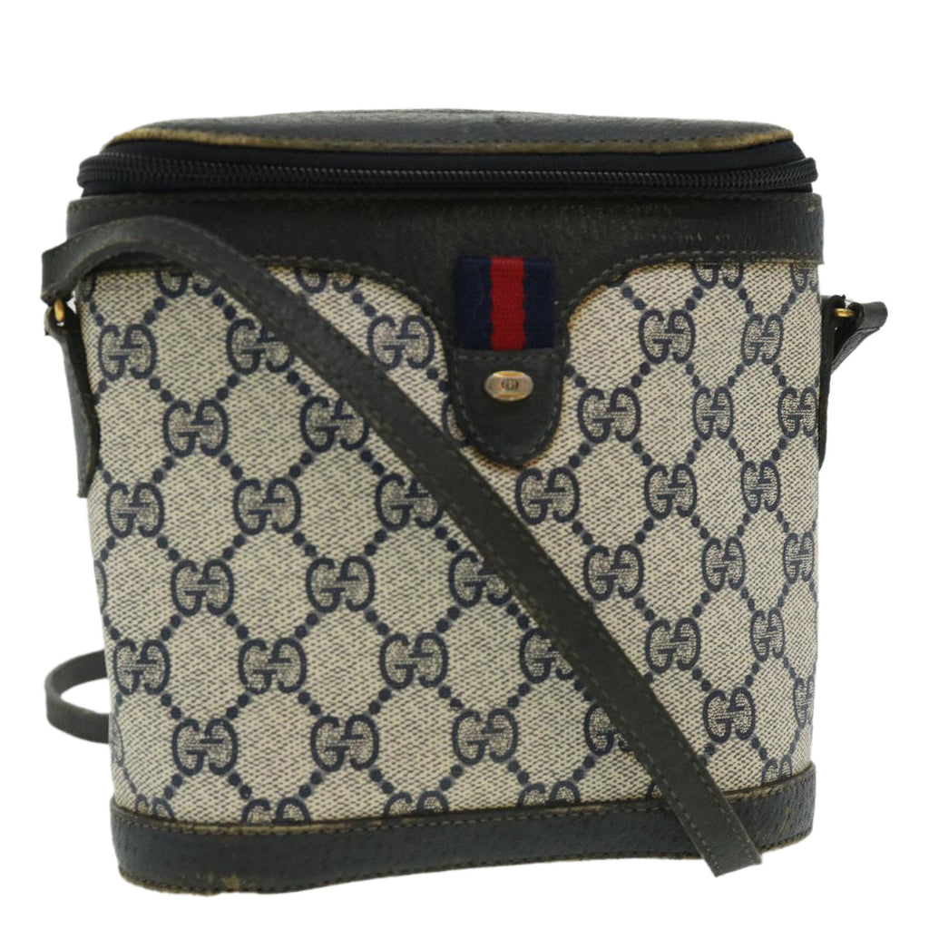 GUCCI Sherry Line GG Canvas Waist Bag PVC Leather Beige Navy Red am3111