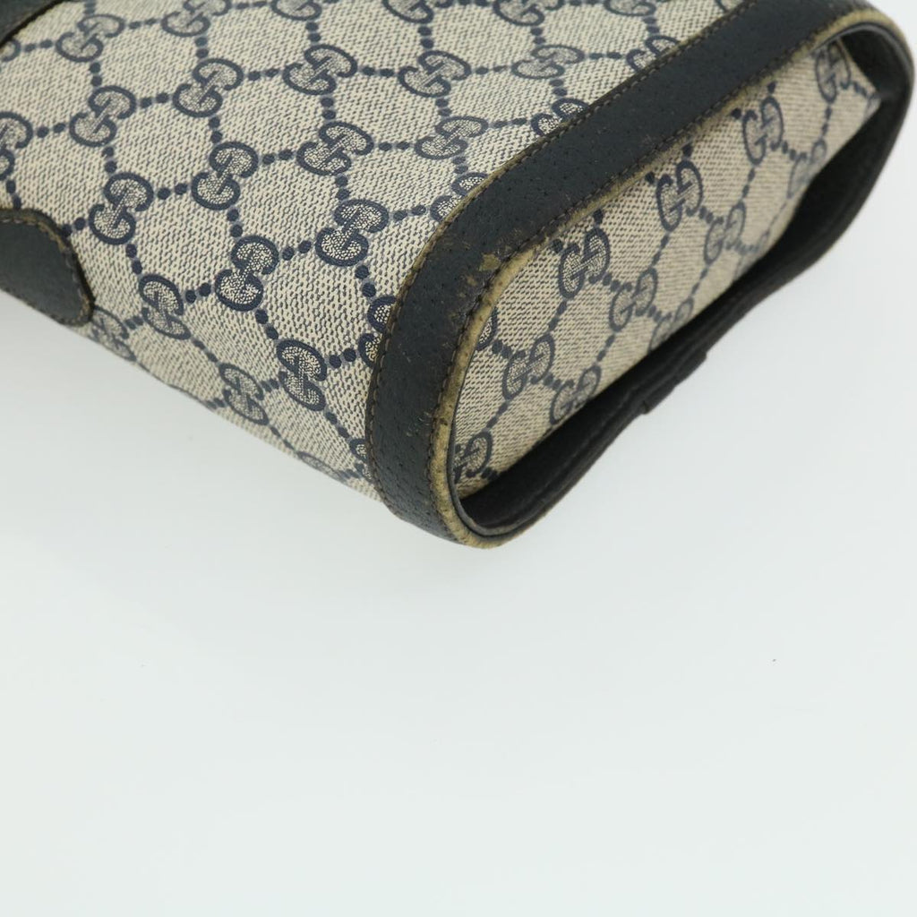 GUCCI Sherry Line GG Canvas Waist Bag PVC Leather Beige Navy Red am3111