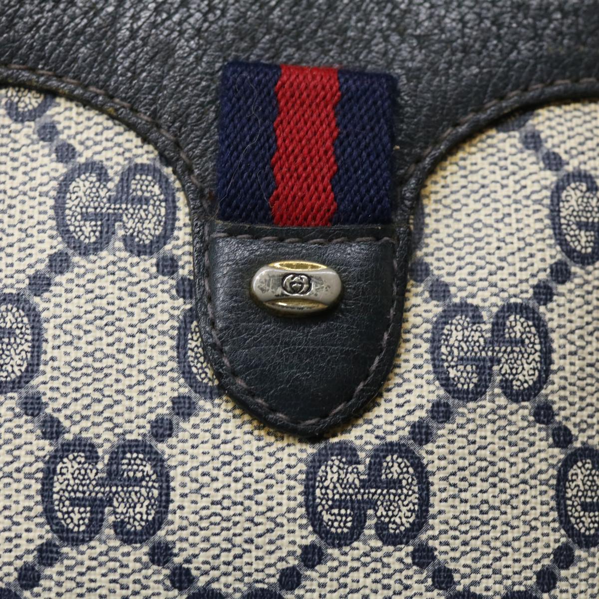 GUCCI Sherry Line GG Canvas Waist Bag PVC Leather Beige Navy Red am3111