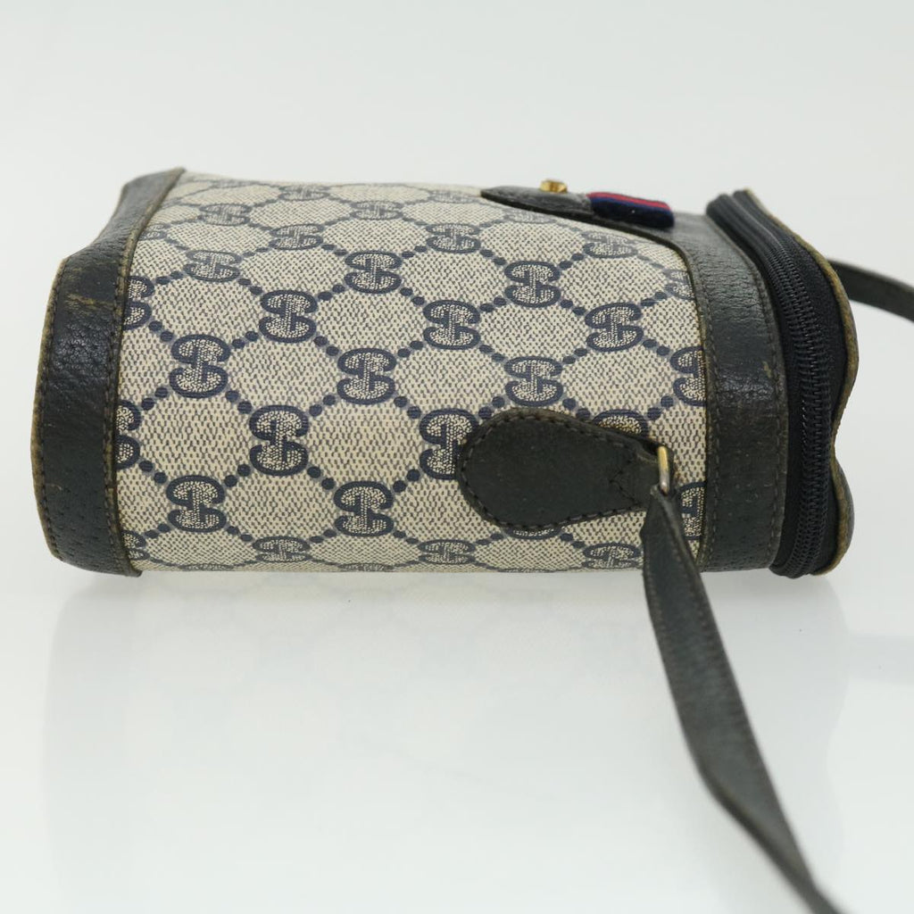GUCCI Sherry Line GG Canvas Waist Bag PVC Leather Beige Navy Red am3111