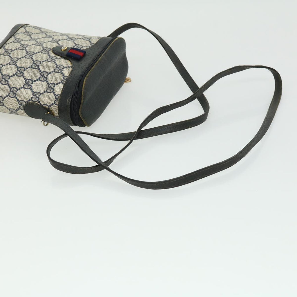 GUCCI Sherry Line GG Canvas Waist Bag PVC Leather Beige Navy Red am3111
