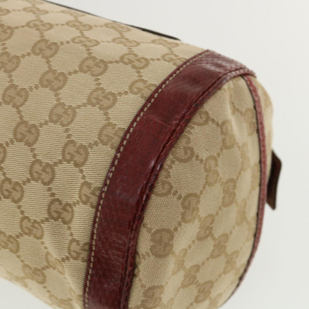 GUCCI GG Canvas Hand Bag Snake skin Beige Red 189825002122 am3163