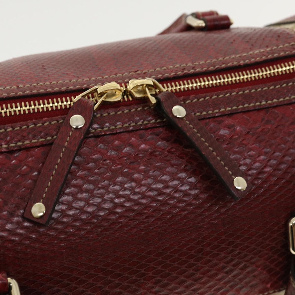 GUCCI GG Canvas Hand Bag Snake skin Beige Red 189825002122 am3163