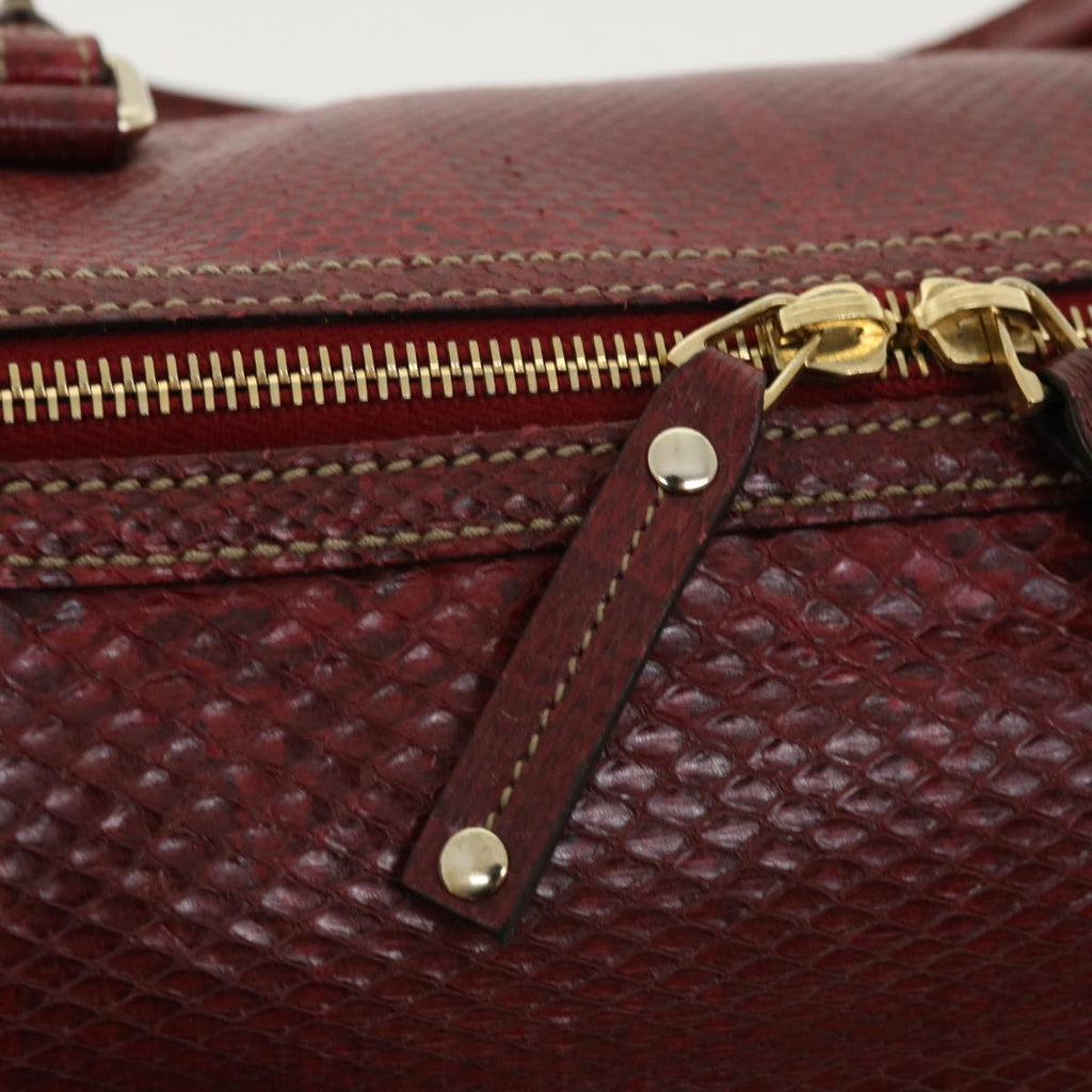 GUCCI GG Canvas Hand Bag Snake skin Beige Red 189825002122 am3163