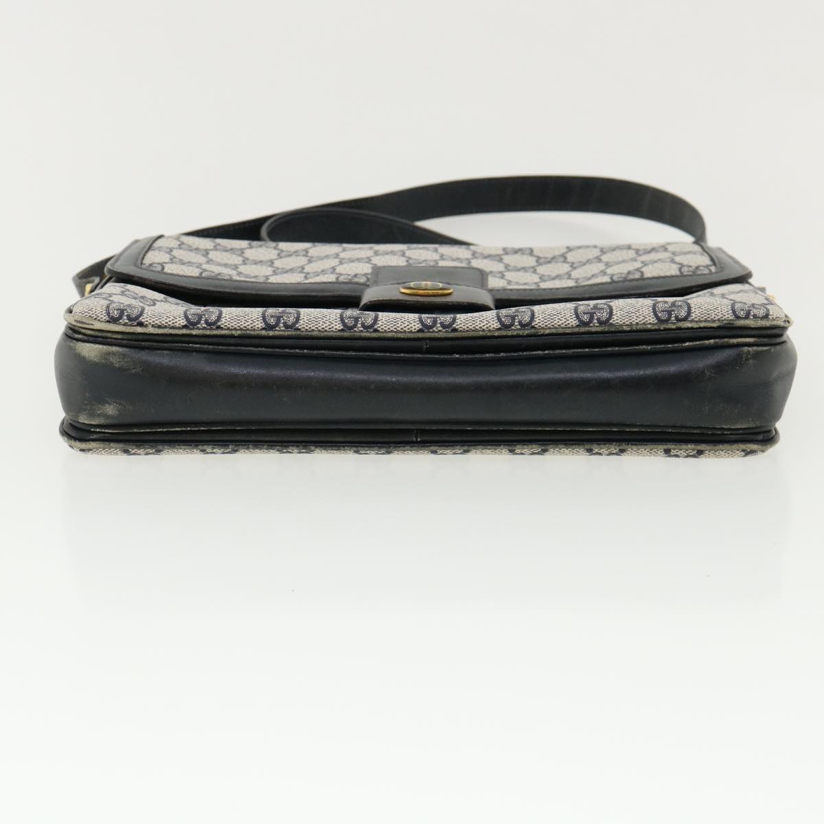 GUCCI GG Canvas Shoulder Bag PVC Leather Navy am3194