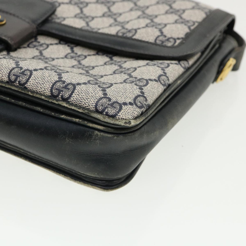 GUCCI GG Canvas Shoulder Bag PVC Leather Navy am3194