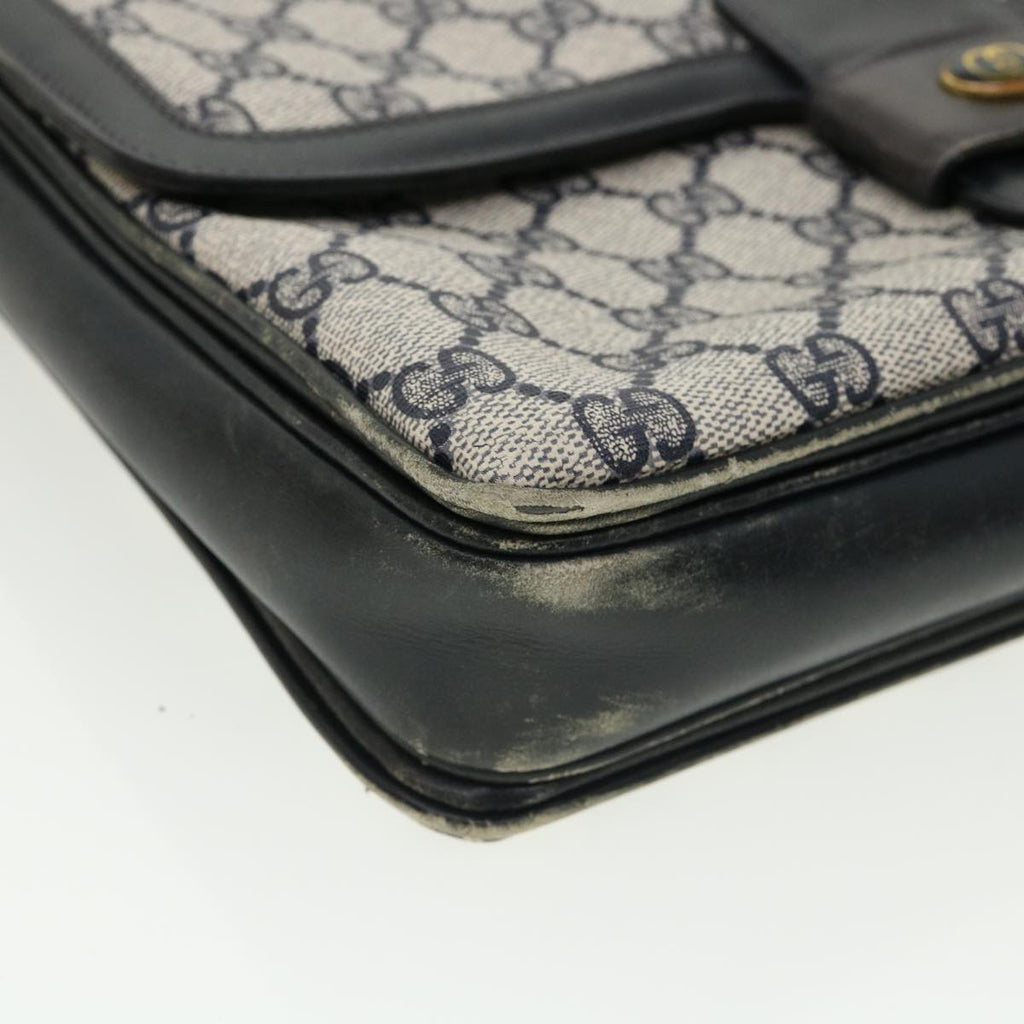 GUCCI GG Canvas Shoulder Bag PVC Leather Navy am3194