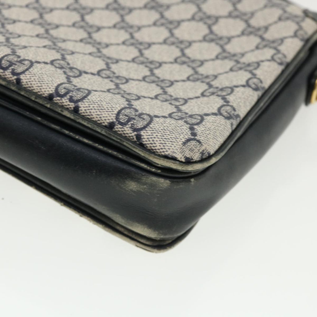 GUCCI GG Canvas Shoulder Bag PVC Leather Navy am3194