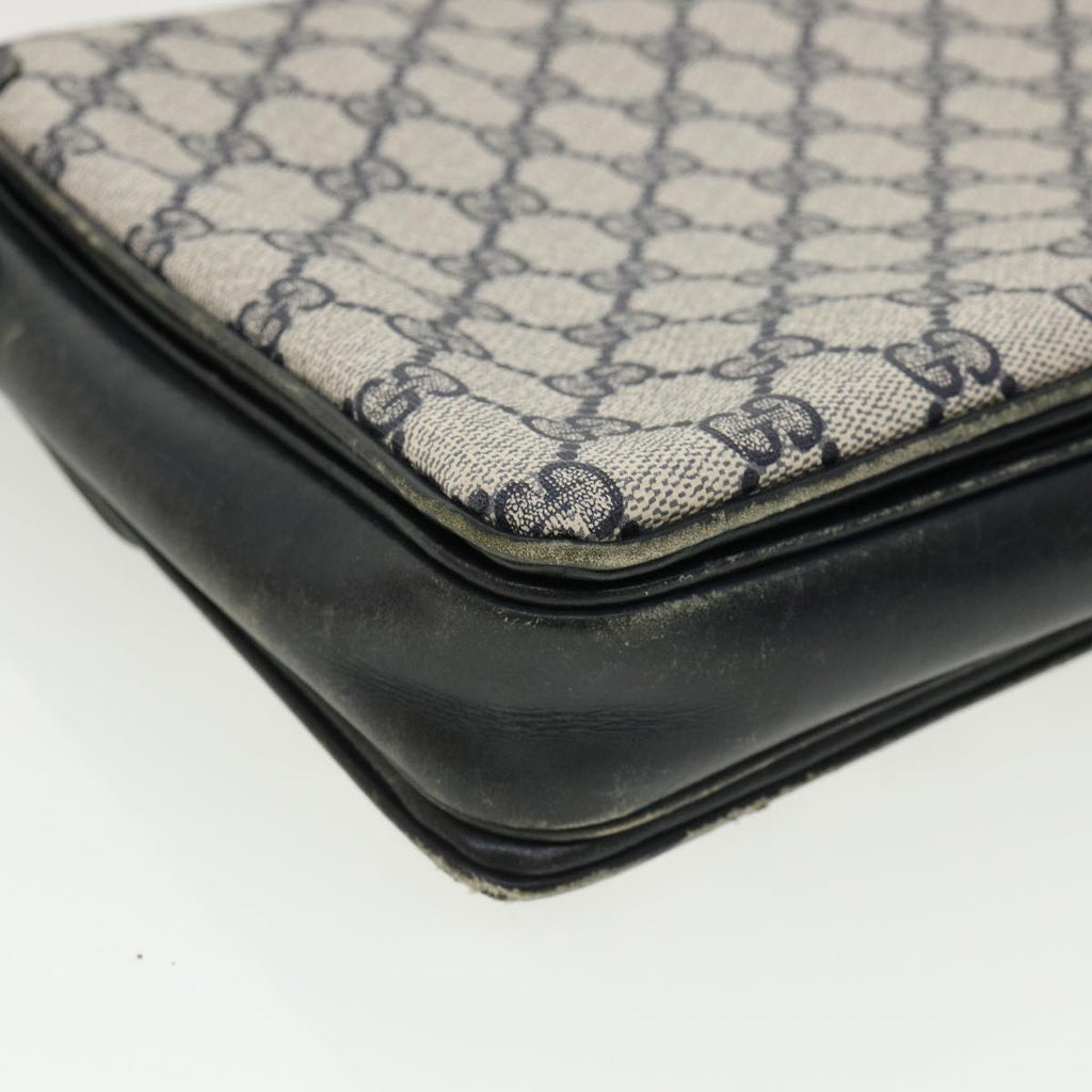 GUCCI GG Canvas Shoulder Bag PVC Leather Navy am3194