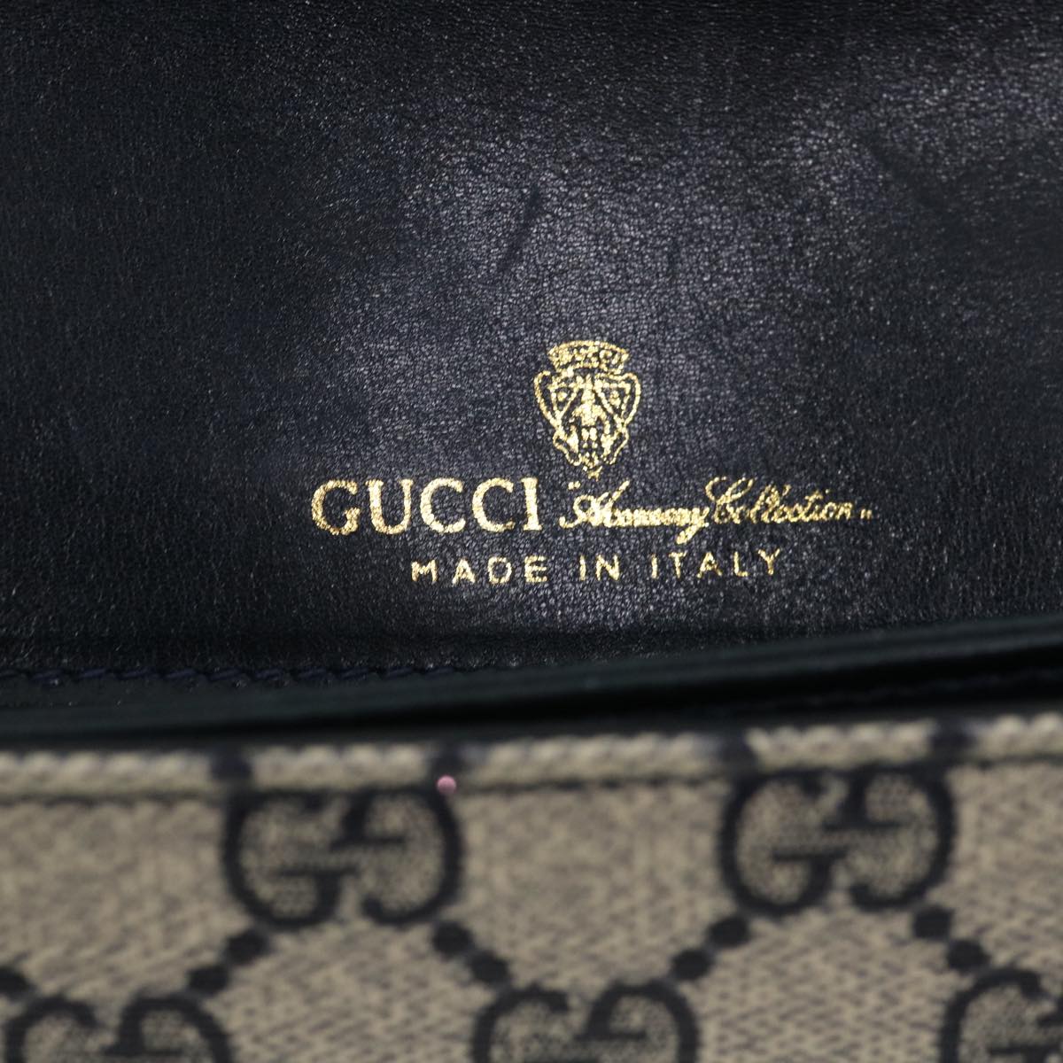 GUCCI GG Canvas Shoulder Bag PVC Leather Navy am3194