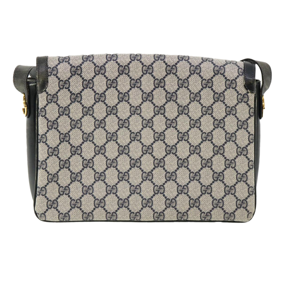GUCCI GG Canvas Shoulder Bag PVC Leather Navy am3194