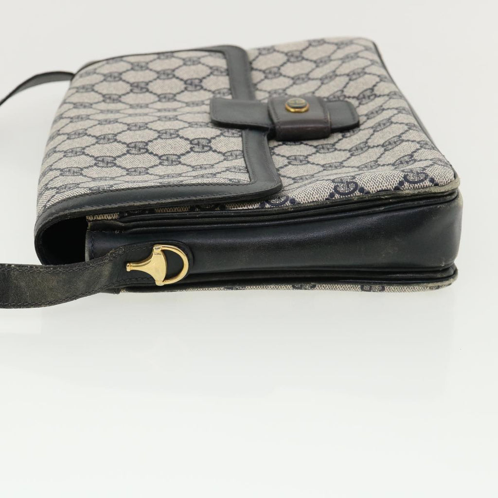 GUCCI GG Canvas Shoulder Bag PVC Leather Navy am3194