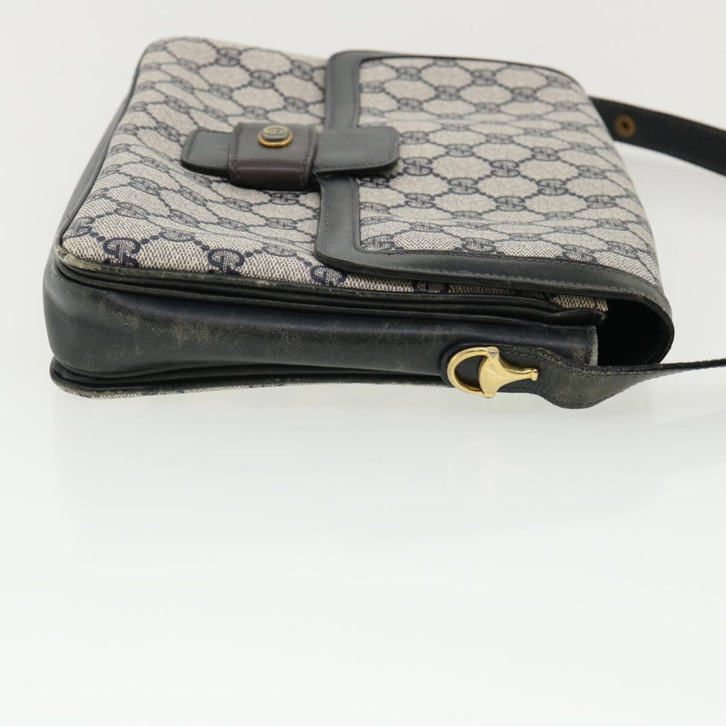 GUCCI GG Canvas Shoulder Bag PVC Leather Navy am3194