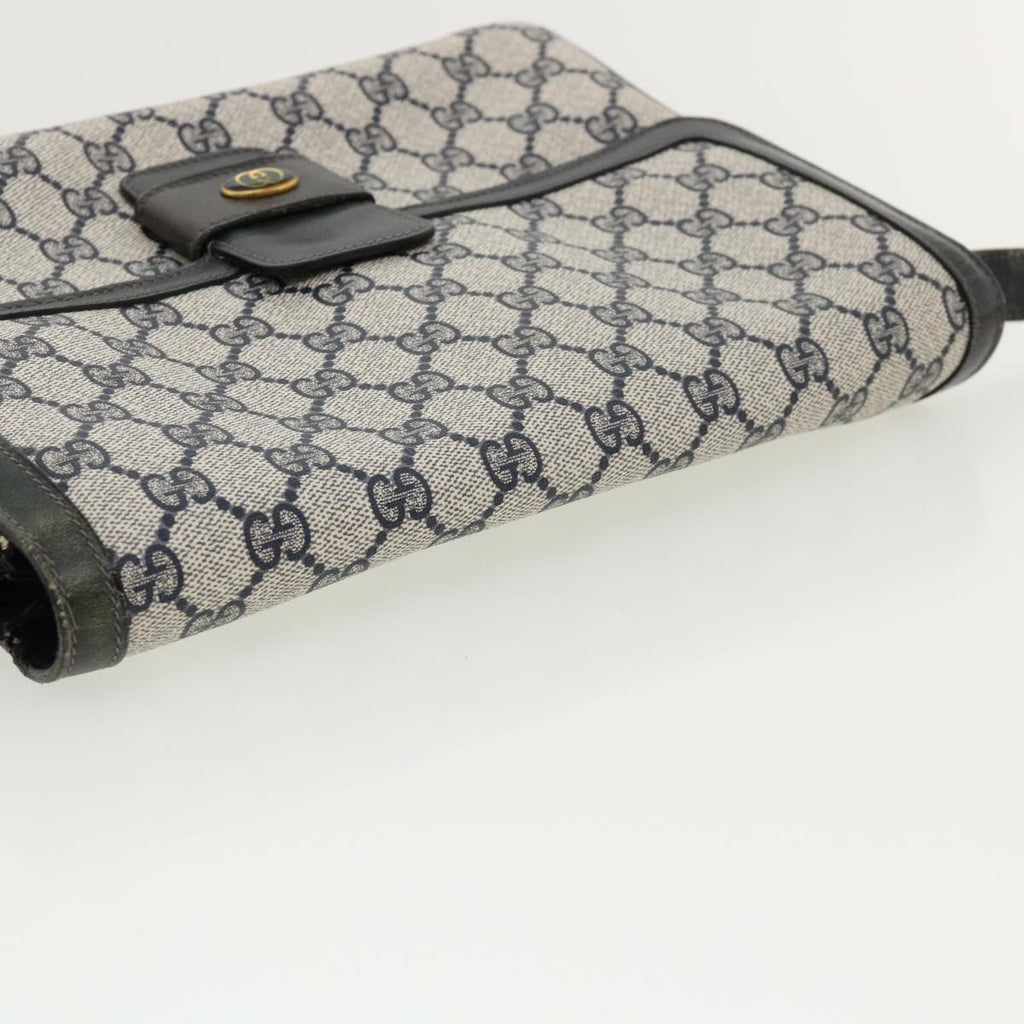 GUCCI GG Canvas Shoulder Bag PVC Leather Navy am3194