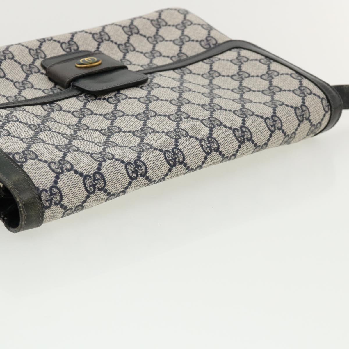 GUCCI GG Canvas Shoulder Bag PVC Leather Navy am3194