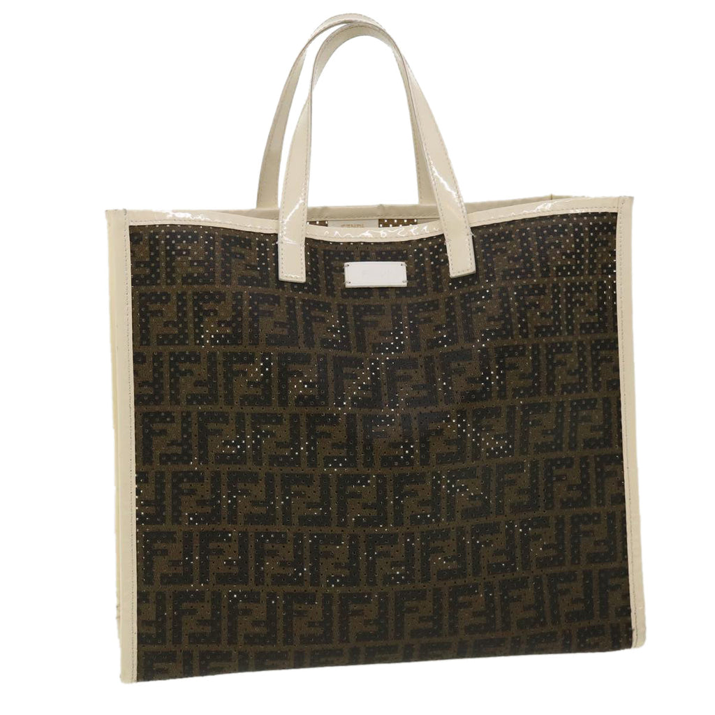 FENDI Zucca Canvas punching Tote Bag Brown am3208