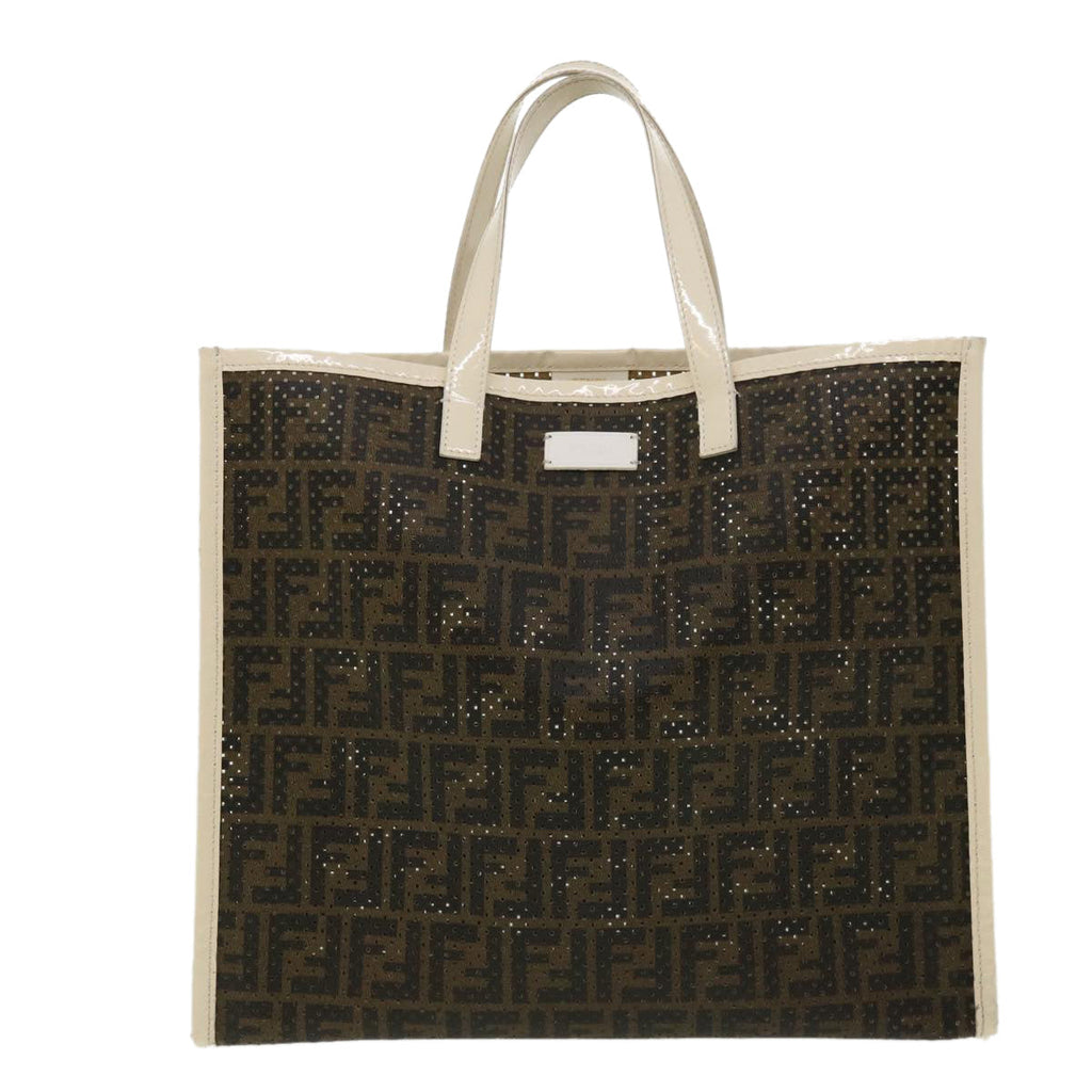 FENDI Zucca Canvas punching Tote Bag Brown am3208