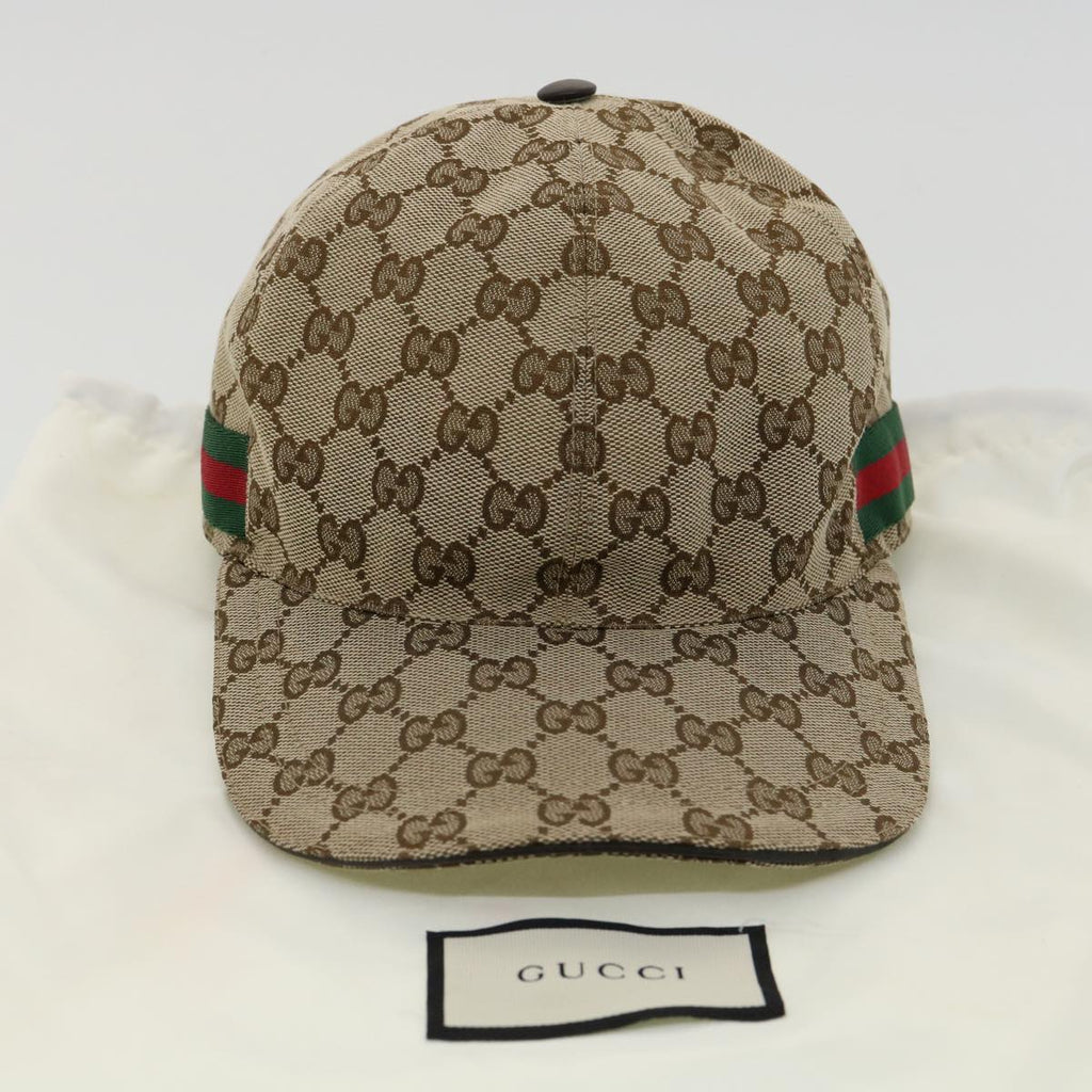 GUCCI Web Sherry Line GG Canvas Cap Beige Green Red am3212