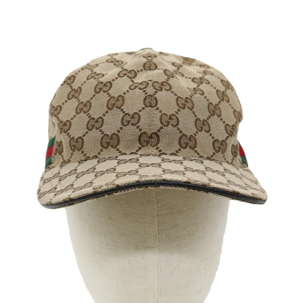 GUCCI Web Sherry Line GG Canvas Cap Beige Green Red am3212