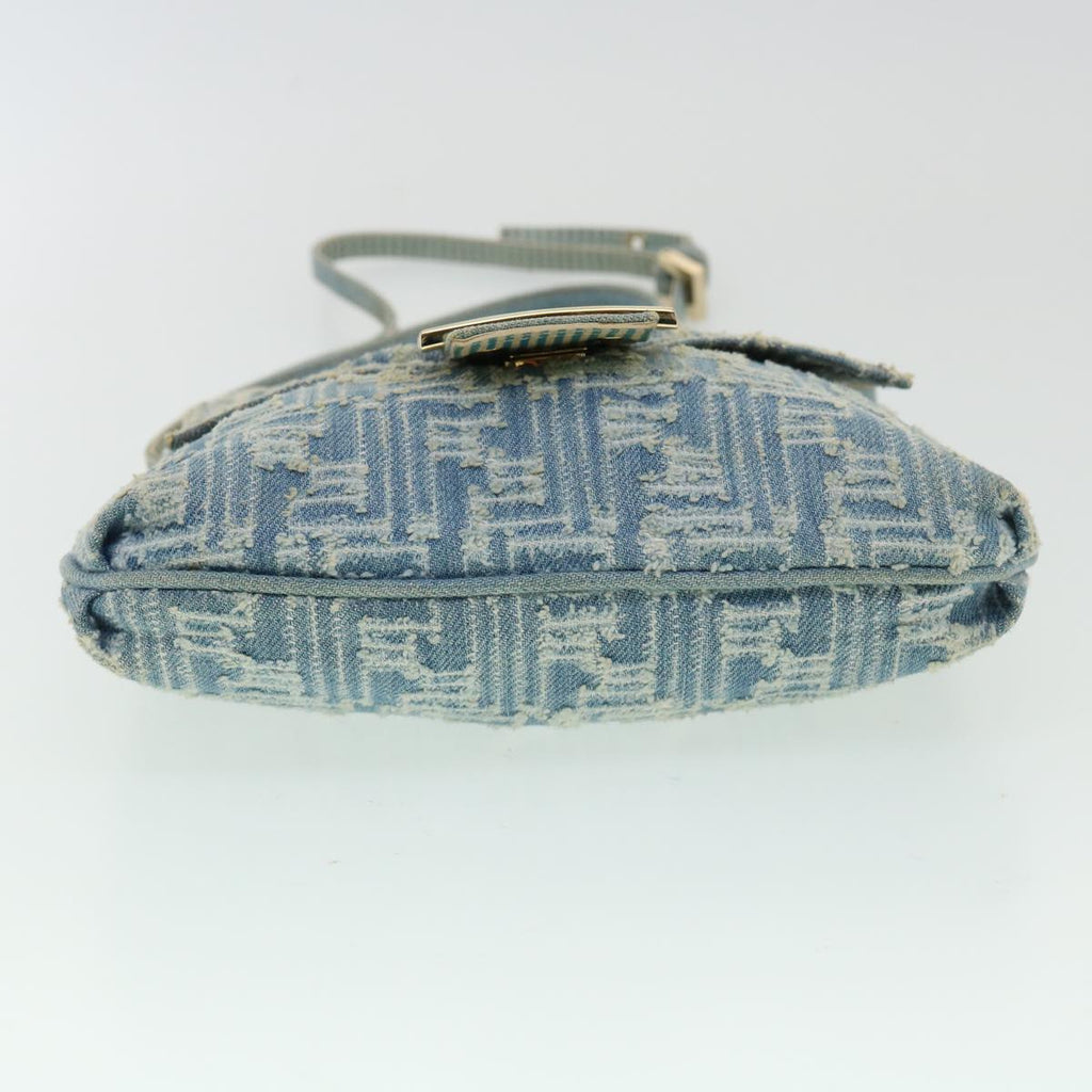FENDI Zucca Canvas Mamma Baguette Shoulder Bag Blue am3268A