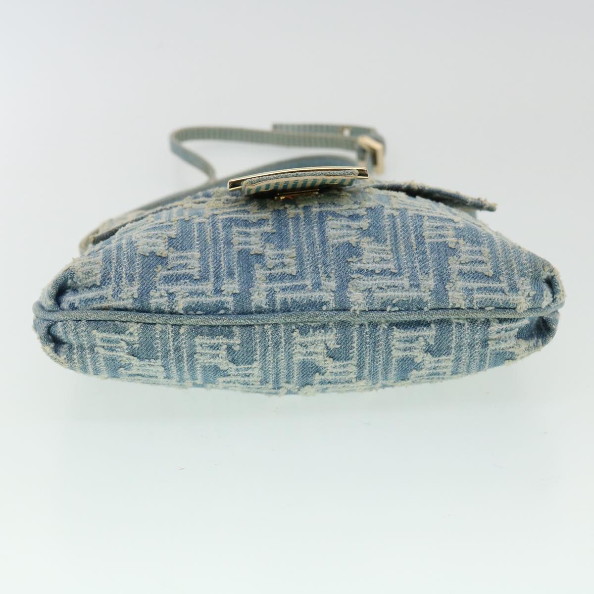 FENDI Zucca Canvas Mamma Baguette Shoulder Bag Blue am3268A