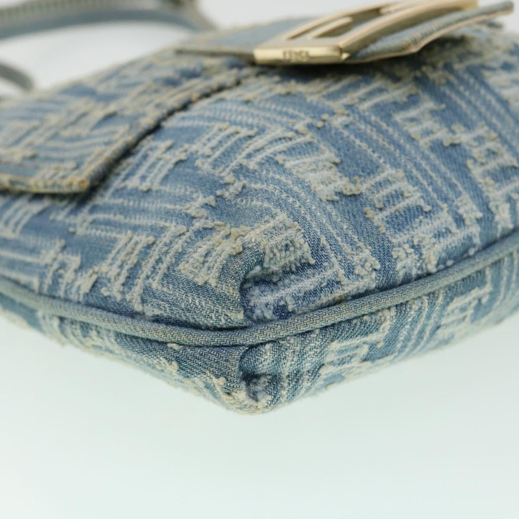FENDI Zucca Canvas Mamma Baguette Shoulder Bag Blue am3268A