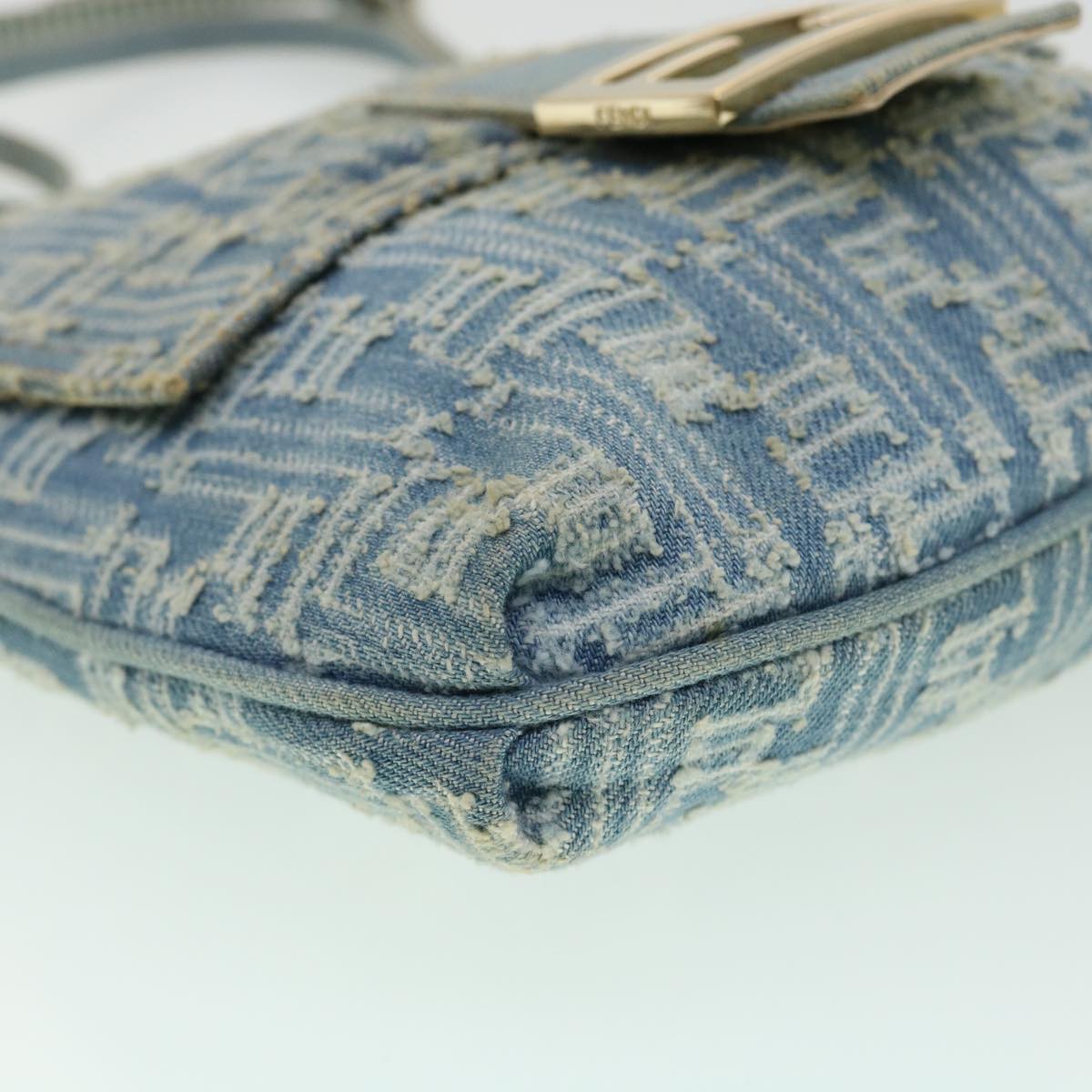 FENDI Zucca Canvas Mamma Baguette Shoulder Bag Blue am3268A