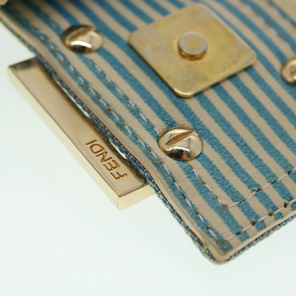 FENDI Zucca Canvas Mamma Baguette Shoulder Bag Blue am3268A