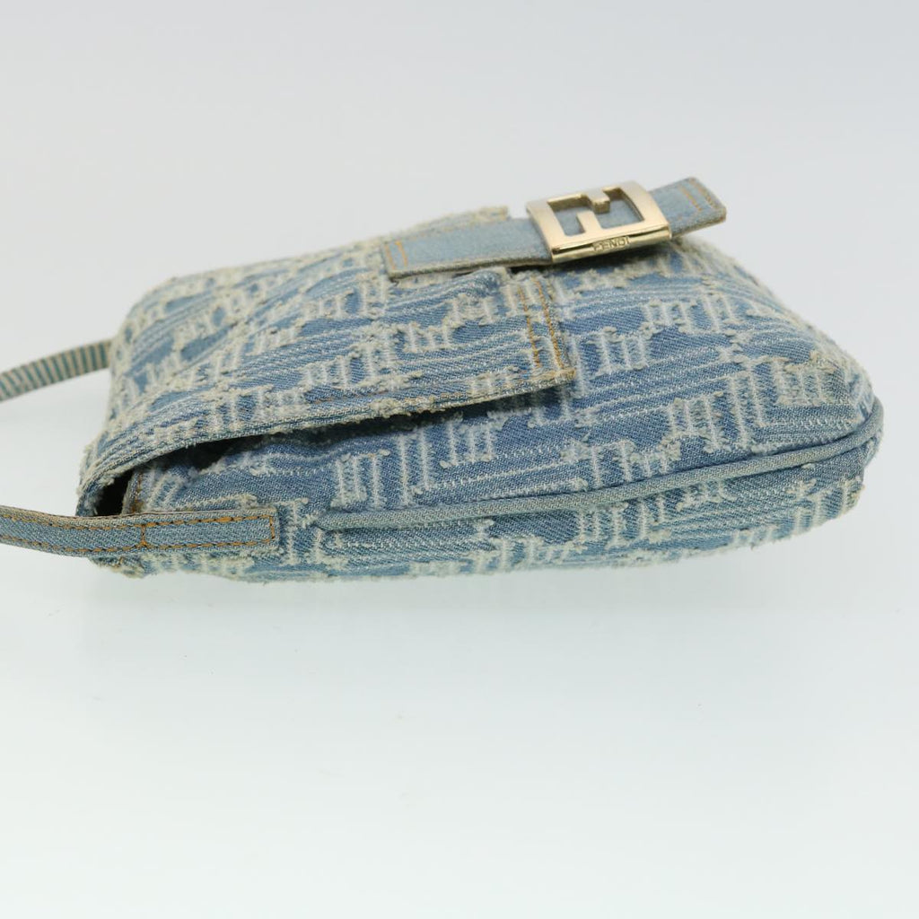 FENDI Zucca Canvas Mamma Baguette Shoulder Bag Blue am3268A