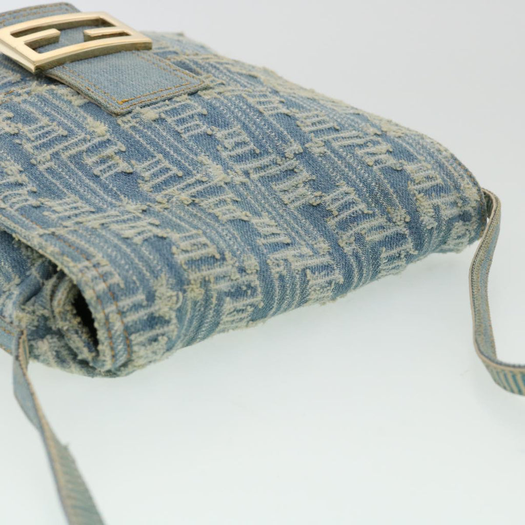 FENDI Zucca Canvas Mamma Baguette Shoulder Bag Blue am3268A
