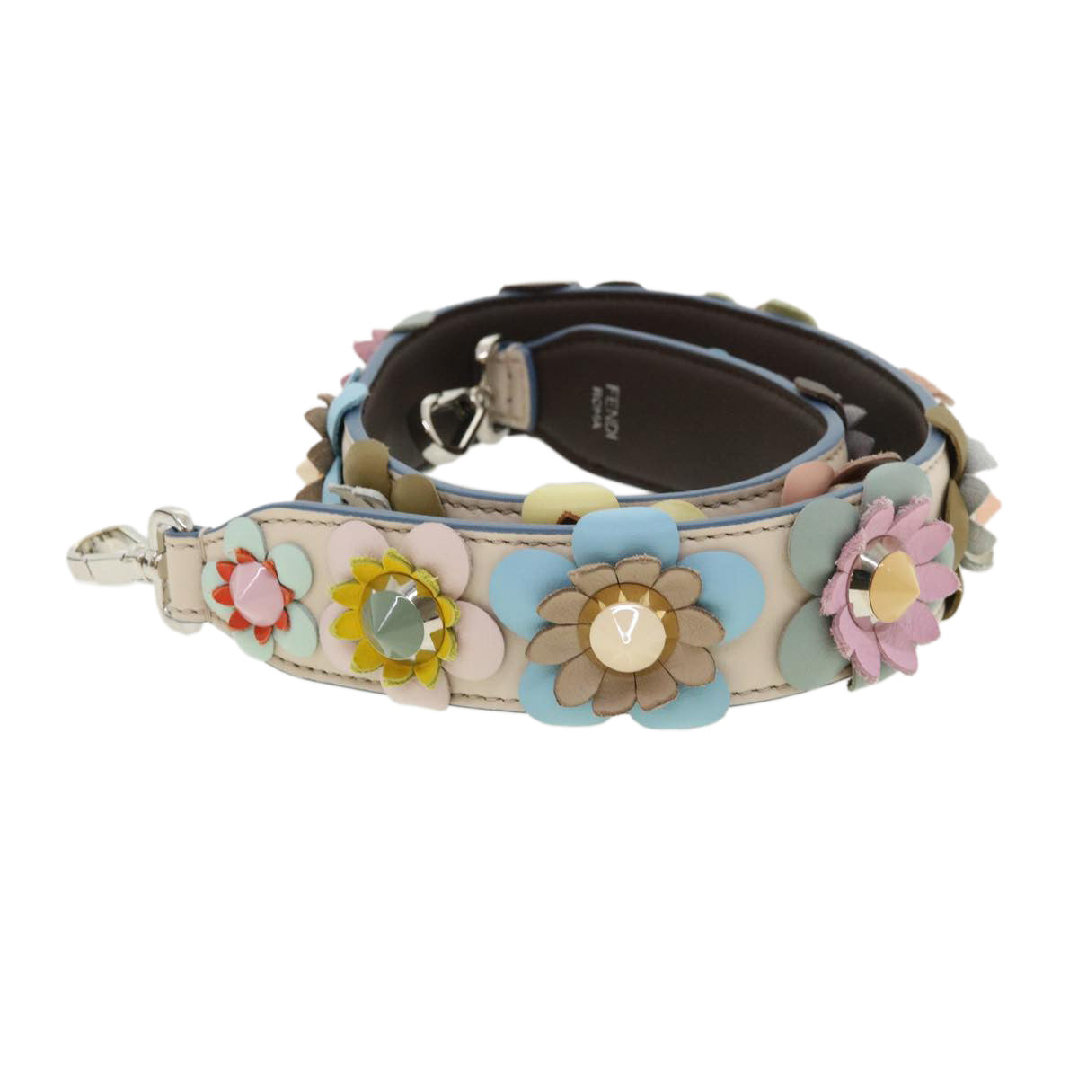 FENDI Strap you Flower Shoulder Strap Leather Multicolor White am3278