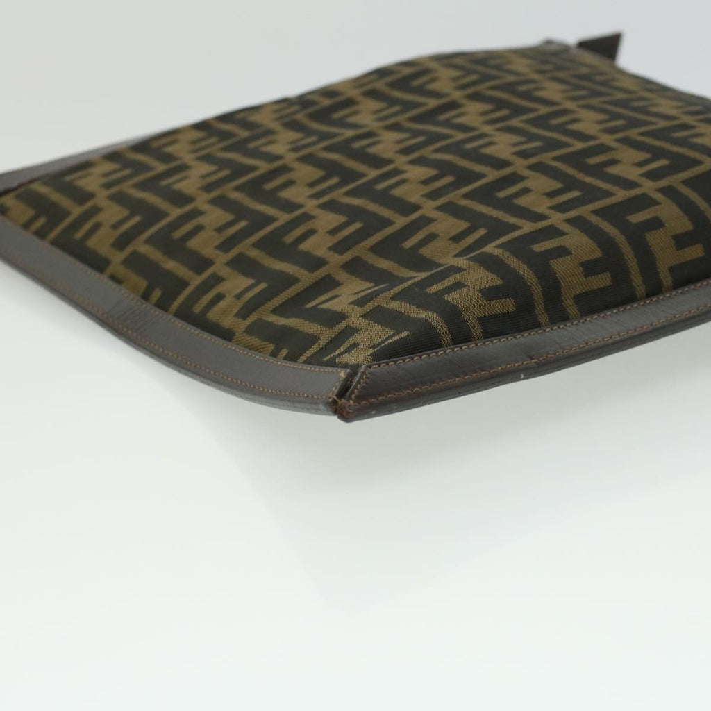 FENDI Zucca Canvas Clutch Bag Brown am3368