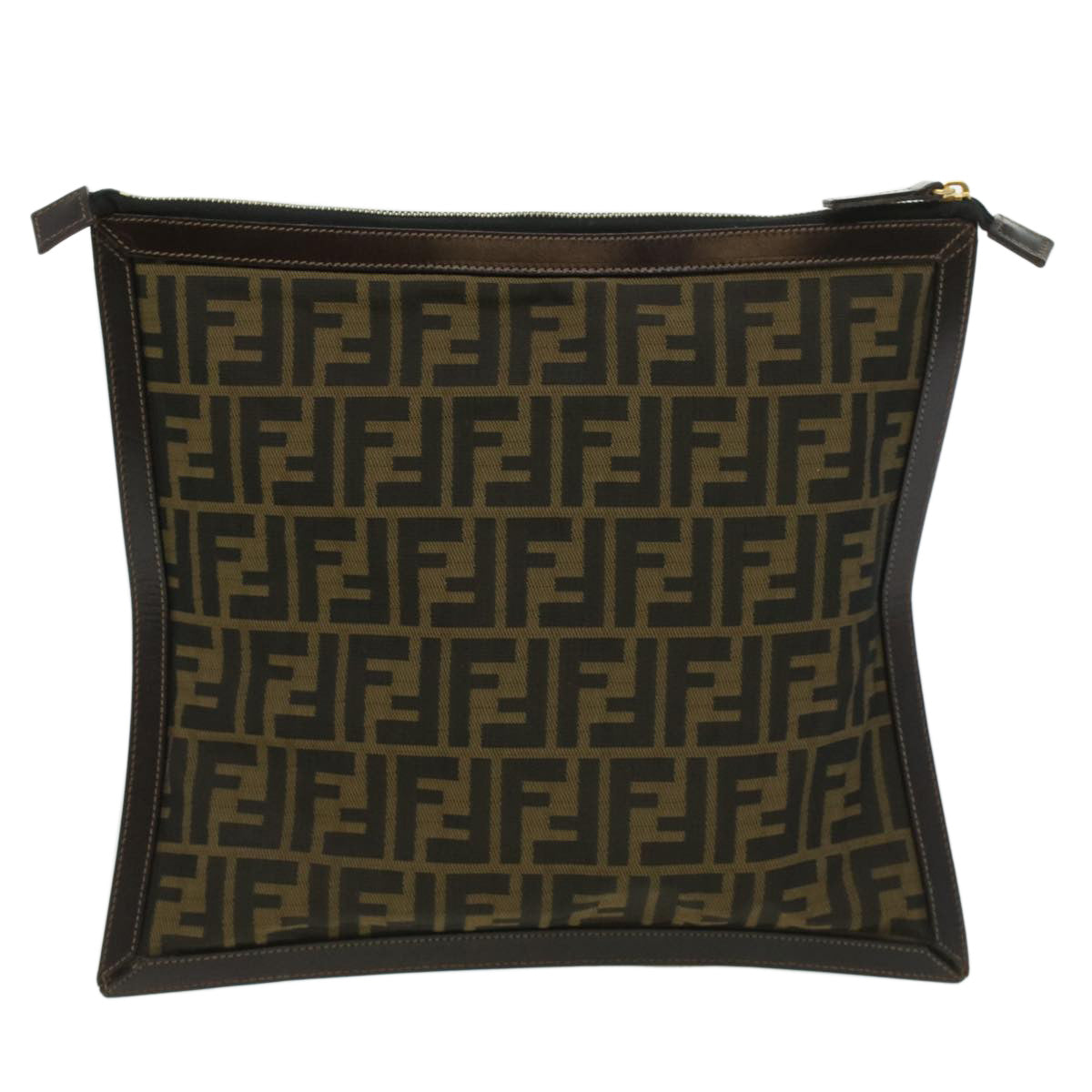 FENDI Zucca Canvas Clutch Bag Brown am3368