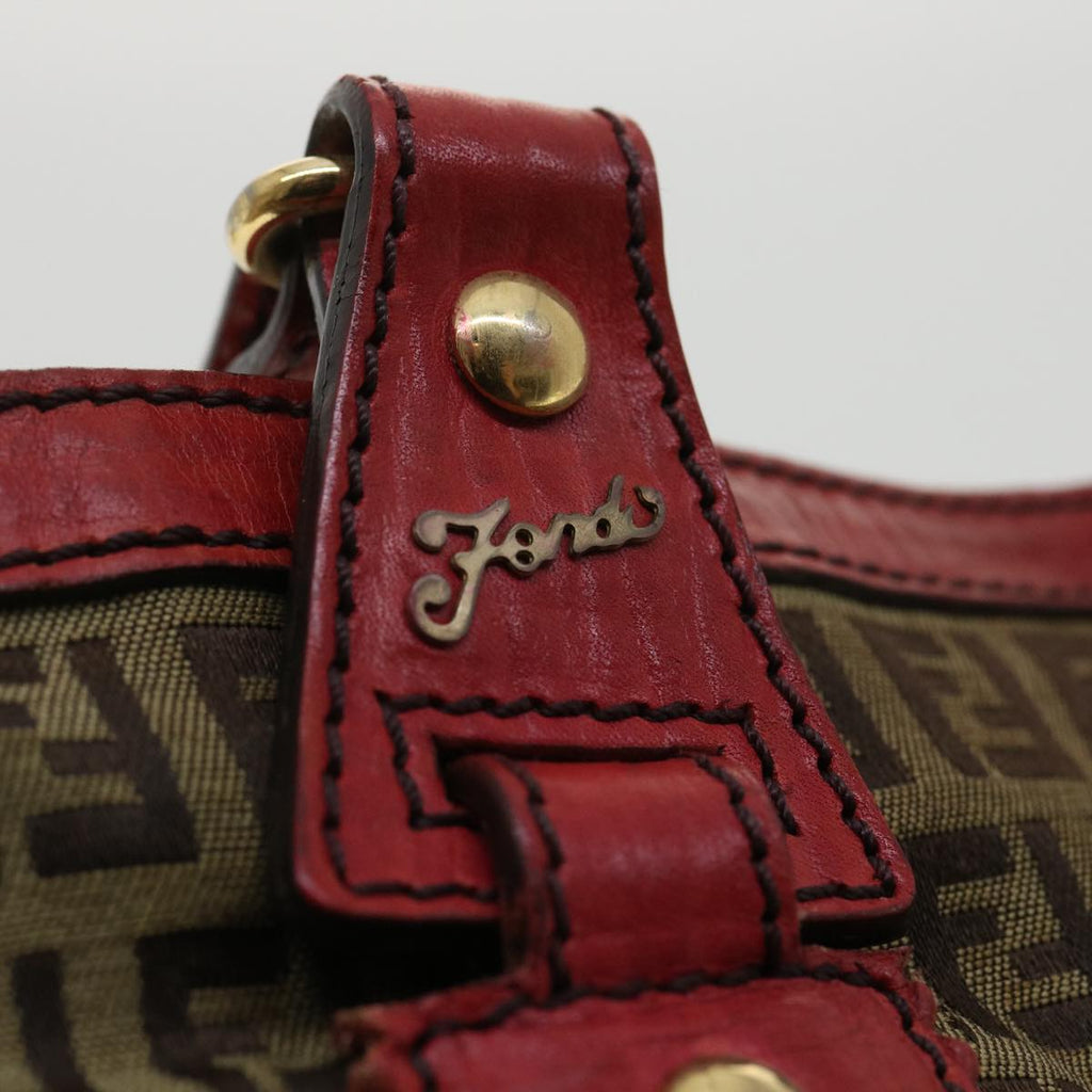 FENDI Zucchino Canvas Shoulder Bag Beige am3439