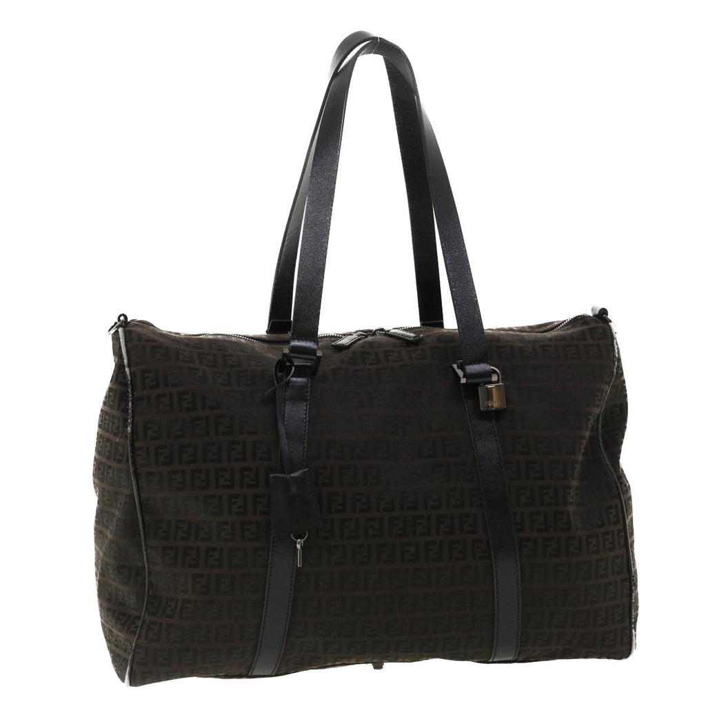 FENDI Zucchino Canvas Boston Bag Black am3471