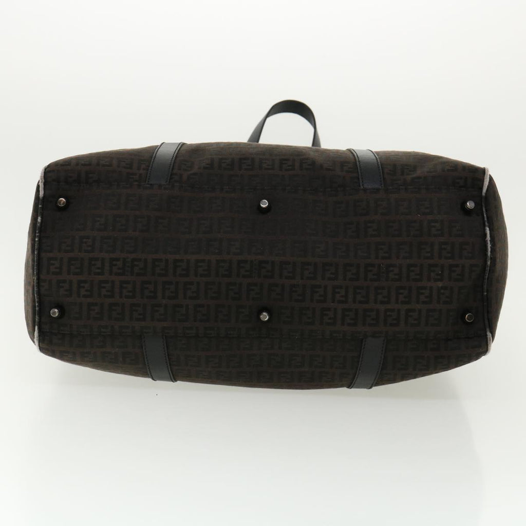 FENDI Zucchino Canvas Boston Bag Black am3471