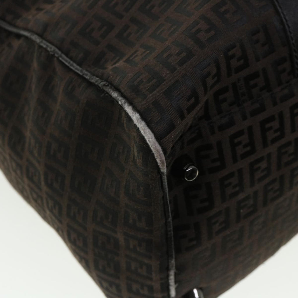 FENDI Zucchino Canvas Boston Bag Black am3471