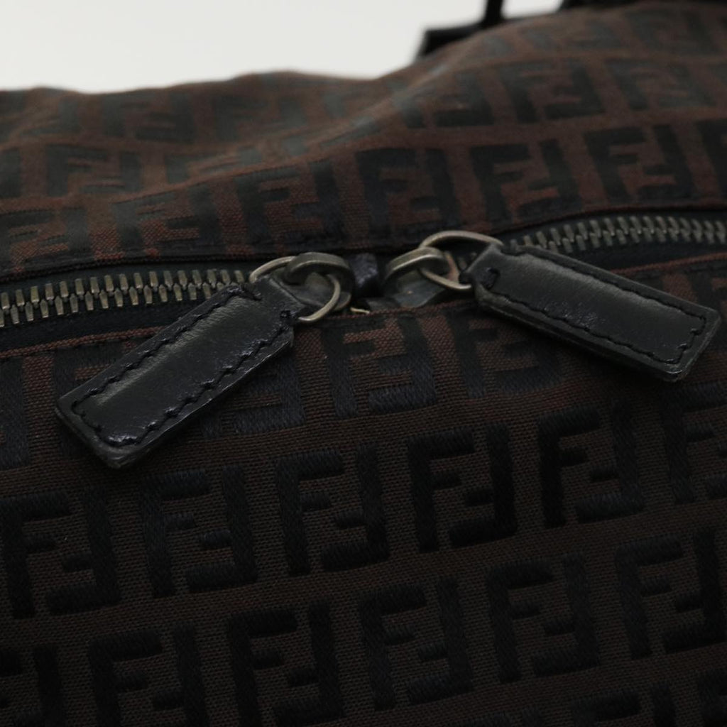 FENDI Zucchino Canvas Boston Bag Black am3471