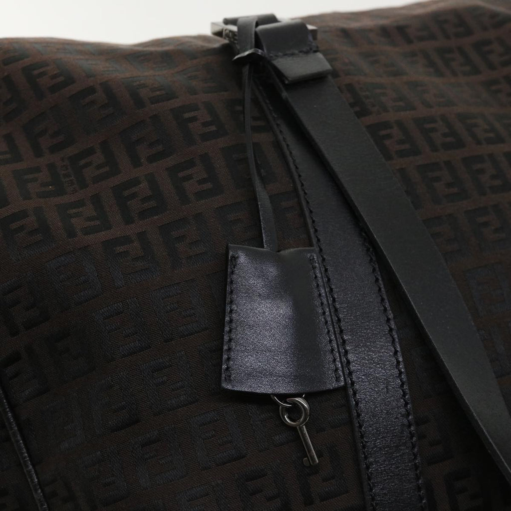 FENDI Zucchino Canvas Boston Bag Black am3471