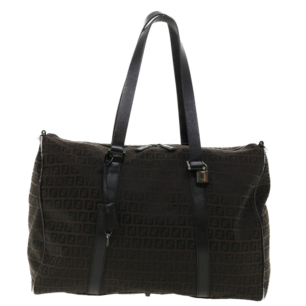 FENDI Zucchino Canvas Boston Bag Black am3471