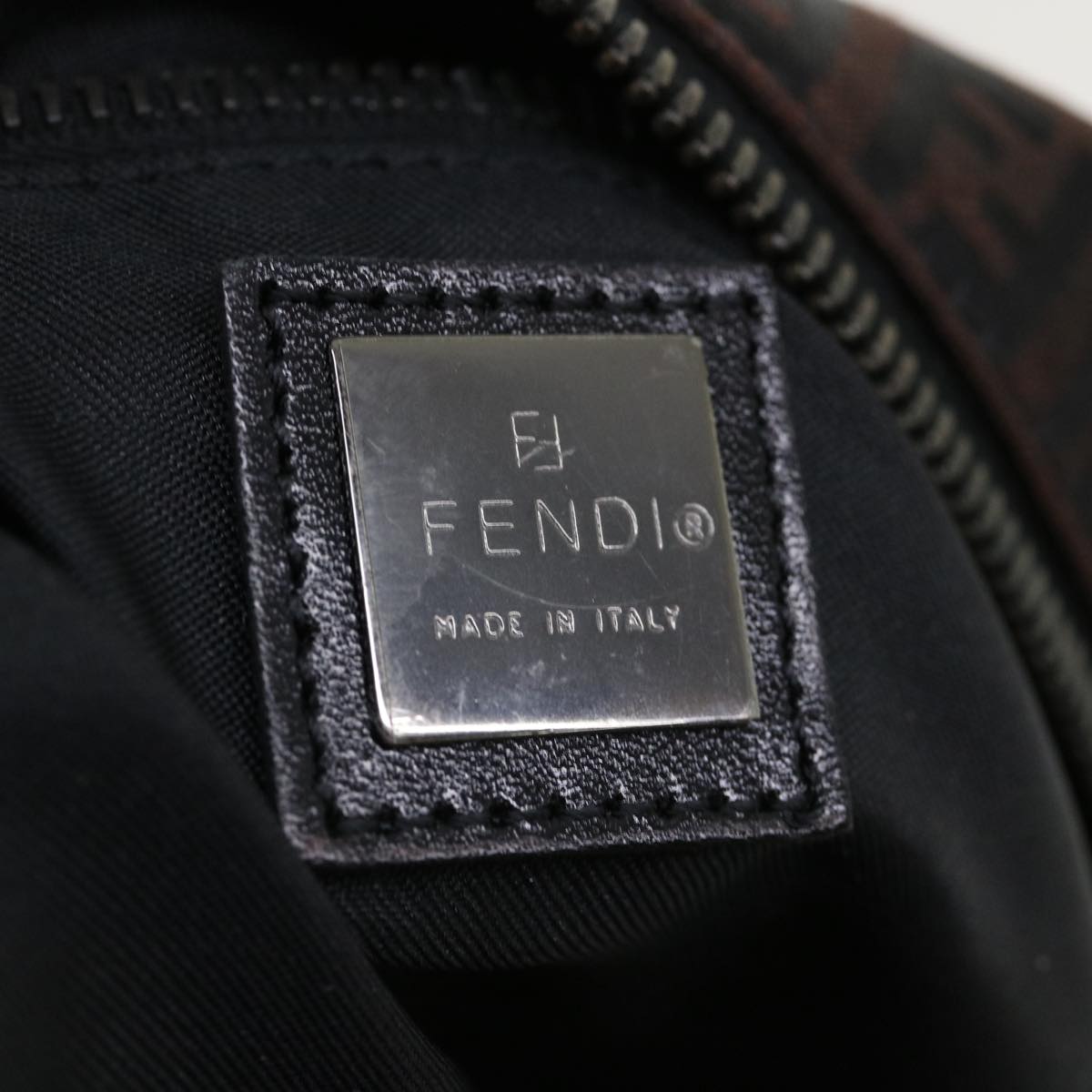 FENDI Zucchino Canvas Boston Bag Black am3471