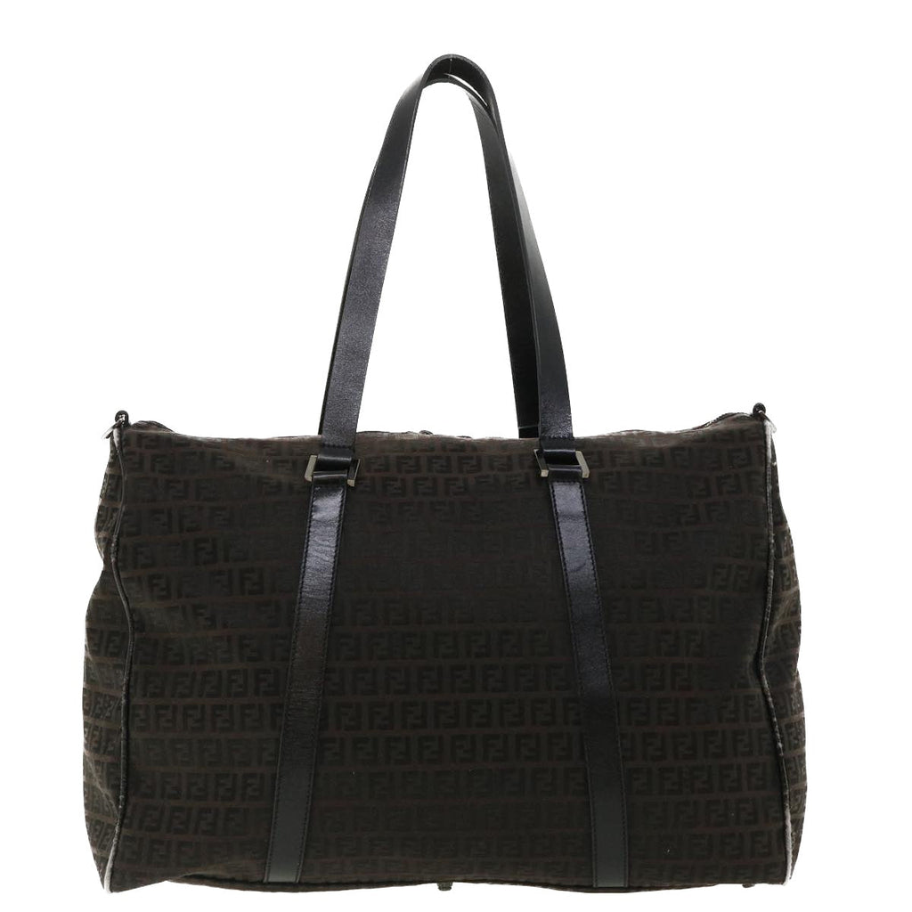 FENDI Zucchino Canvas Boston Bag Black am3471