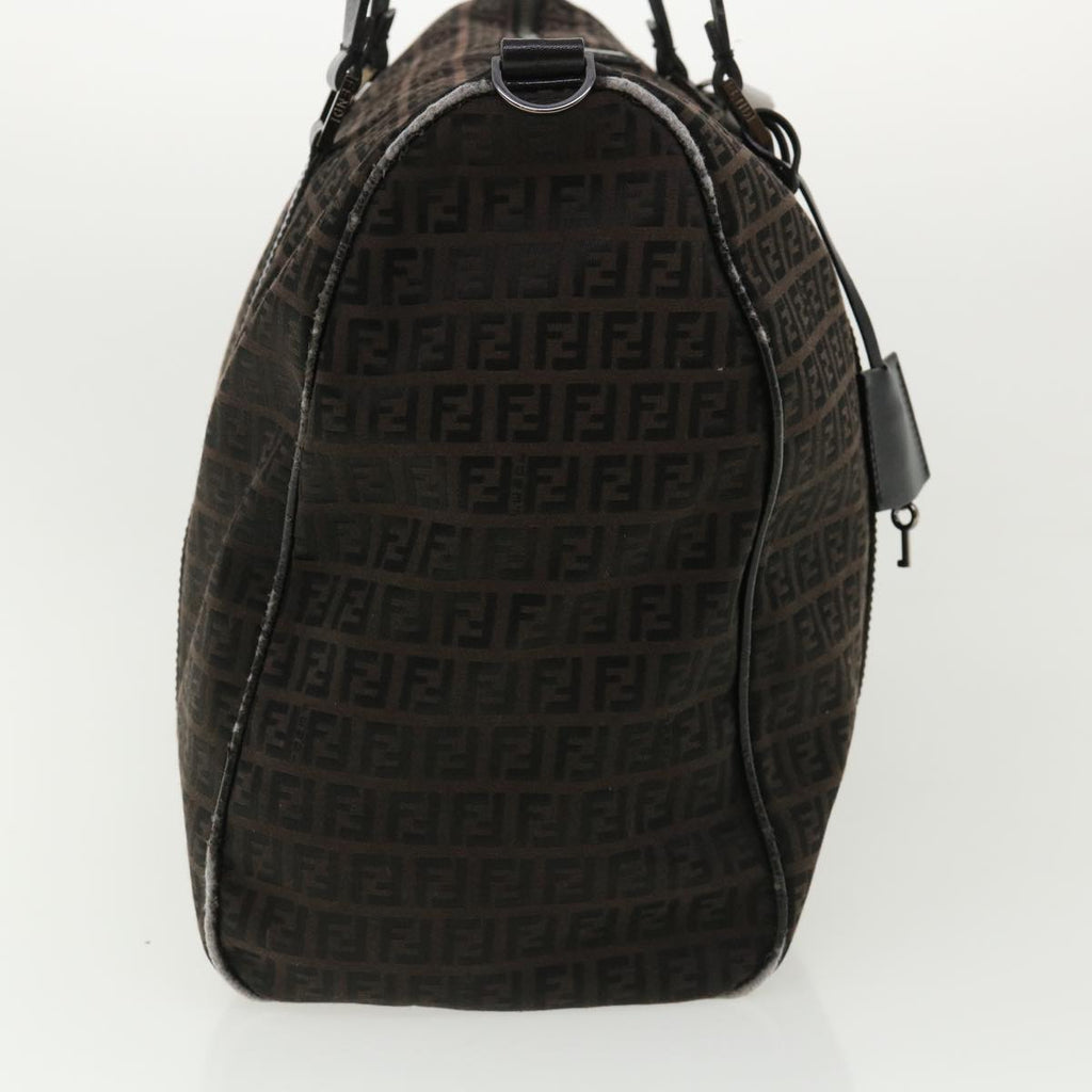 FENDI Zucchino Canvas Boston Bag Black am3471