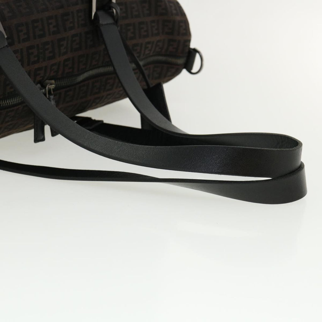 FENDI Zucchino Canvas Boston Bag Black am3471