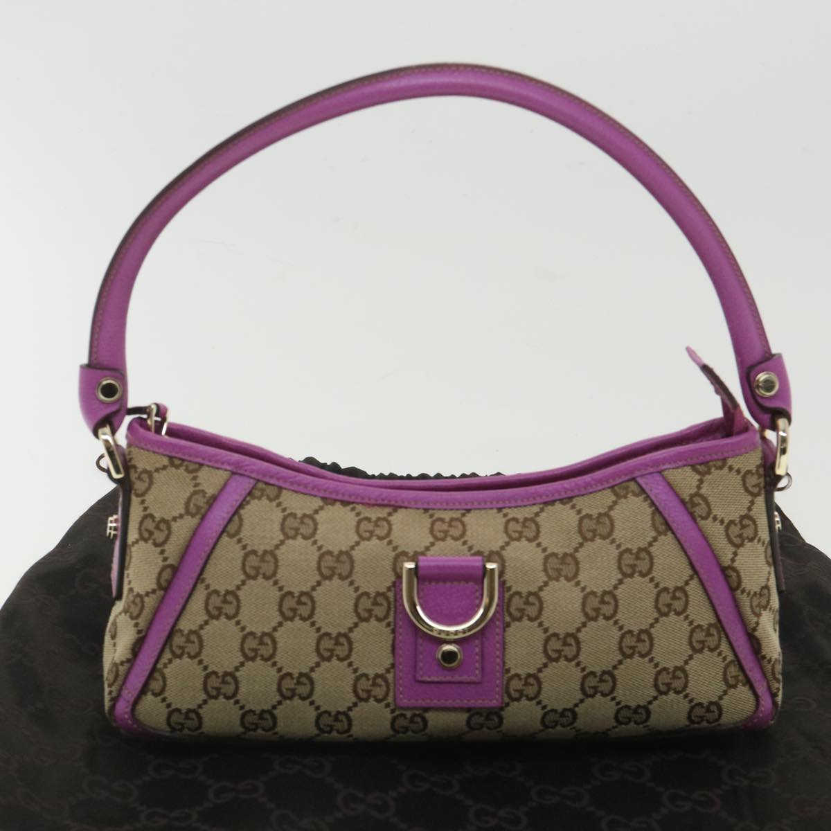 GUCCI GG Canvas Abbey Hand Bag Beige Pink 130939 am3519