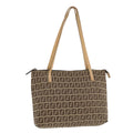 FENDI Zucchino Canvas Shoulder Bag Brown am3565